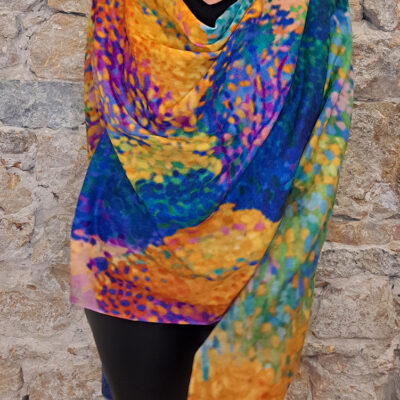 Etole Voile de Cachemire et étamine de Laine Bord de Mer portée