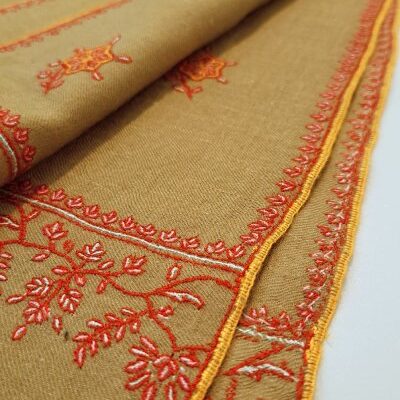 Châle Pashmina Johdpur - détails de la broderie sur les lisières